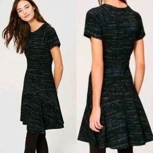 Ann Taylor Loft Grey And Black Fit & Flare Short Sleeve A Line Dress Size 8 #158